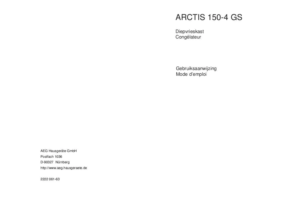 Mode d'emploi AEG-ELECTROLUX ARCTIS150-4GS