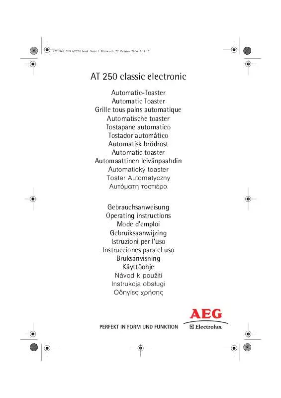 Mode d'emploi AEG-ELECTROLUX AT260 CLASSIC
