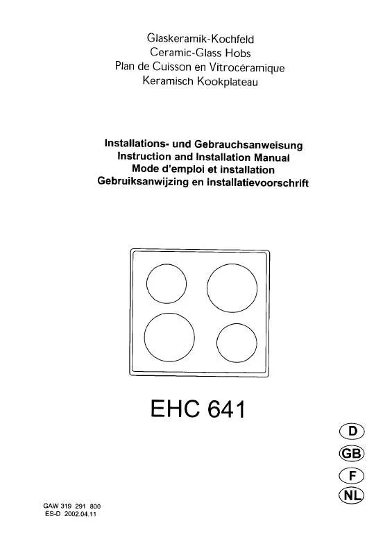 Mode d'emploi AEG-ELECTROLUX EHC641W