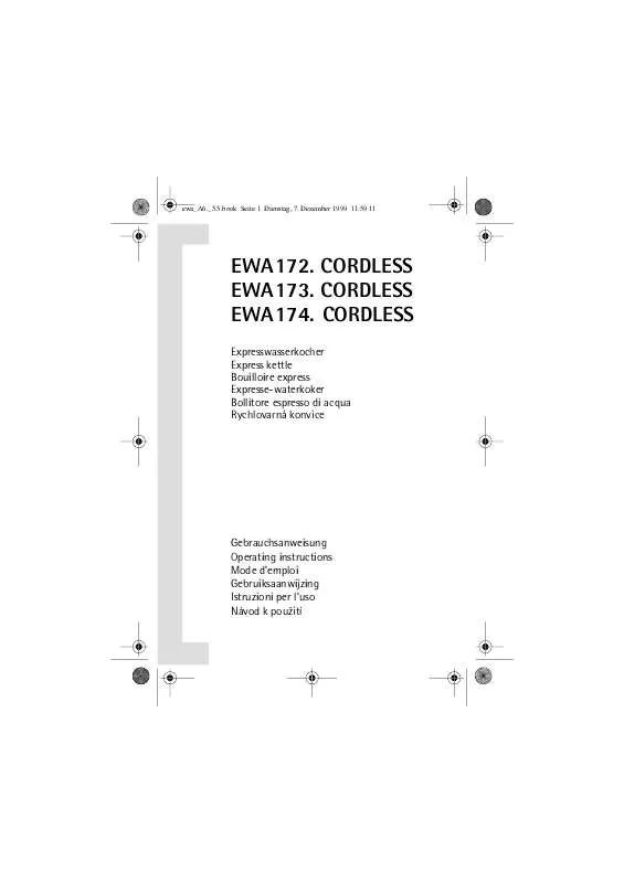 Mode d'emploi AEG-ELECTROLUX EWA1721CORDLESS