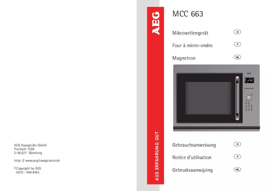 Mode d'emploi AEG-ELECTROLUX MCC663EA