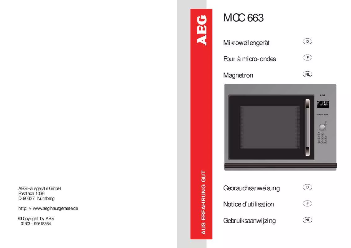 Mode d'emploi AEG-ELECTROLUX MCC663EB