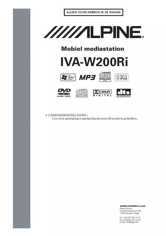 Mode d'emploi ALPINE IVA-W200RI