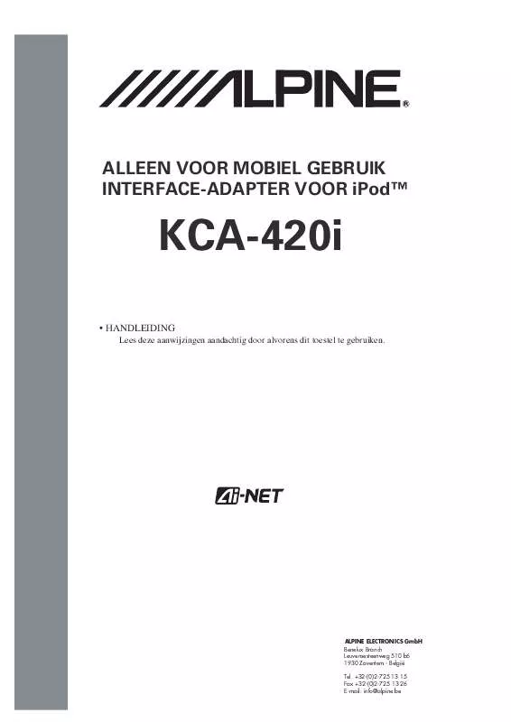 Mode d'emploi ALPINE KCA-420I-I-POD INTERFACE