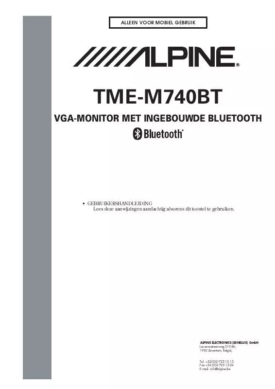 Mode d'emploi ALPINE TME-M740BT