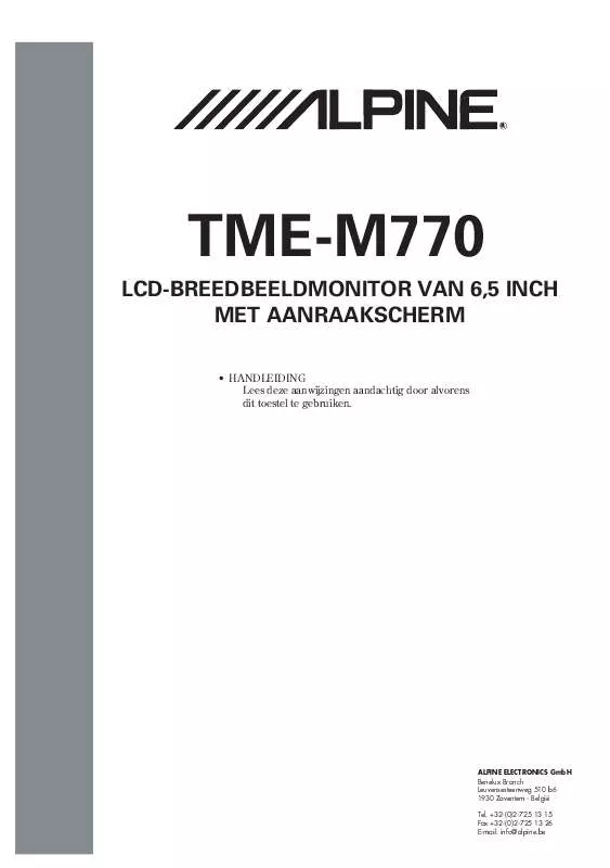 Mode d'emploi ALPINE TME-M770