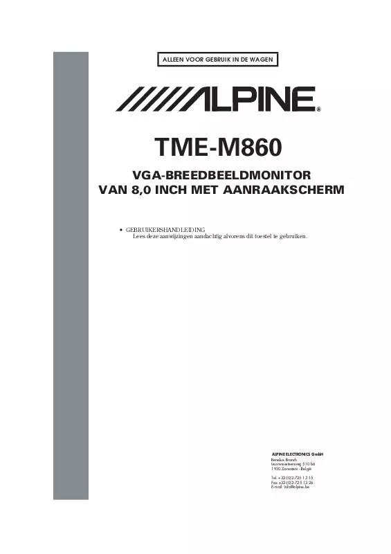 Mode d'emploi ALPINE TME-M860
