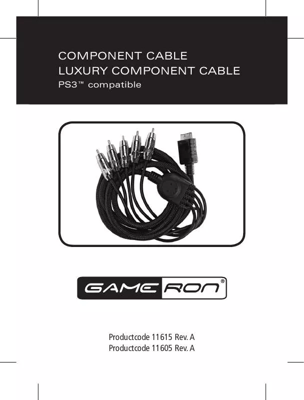Mode d'emploi AWG COMPONENT CABLE LUXURY COMPONENT CABLE FOR PS3