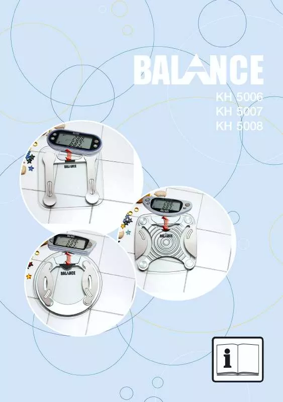 Mode d'emploi BALANCE KH 5506 / 5507 / 5508 BODY FAT AND WATER ANALYSIS MADE O…