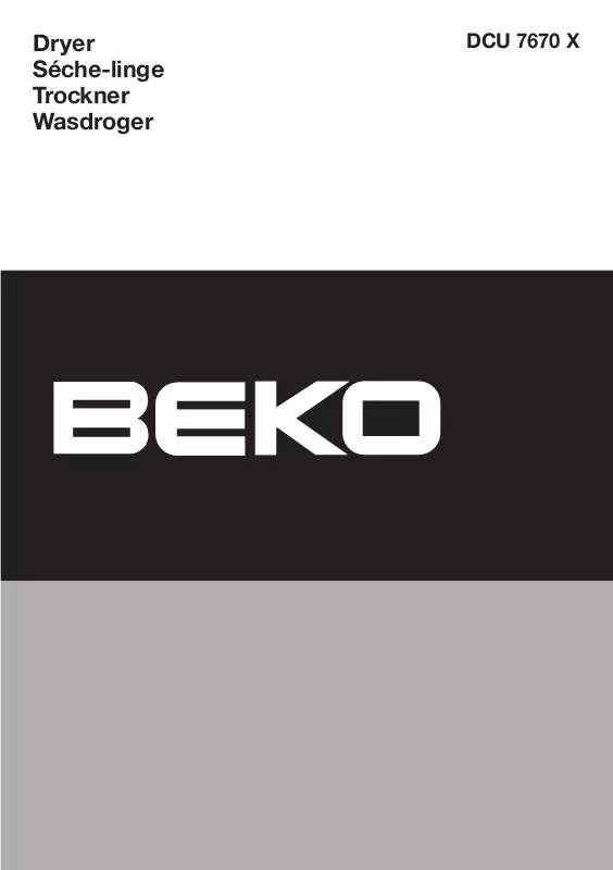 Mode d'emploi BEKO DCU 7670 X