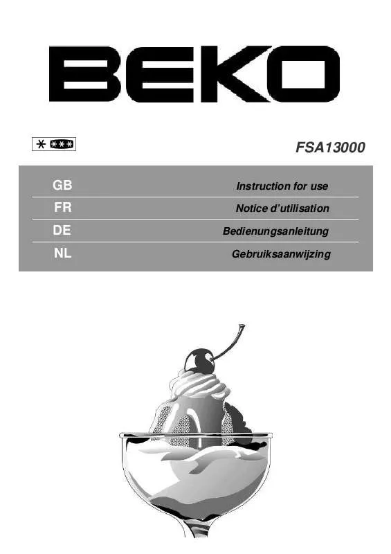 Mode d'emploi BEKO FSA 13000