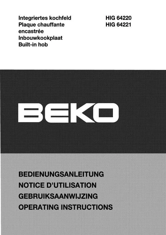 Mode d'emploi BEKO HIG 64220 X