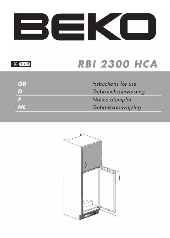 Mode d'emploi BEKO RBI 2300 HCA