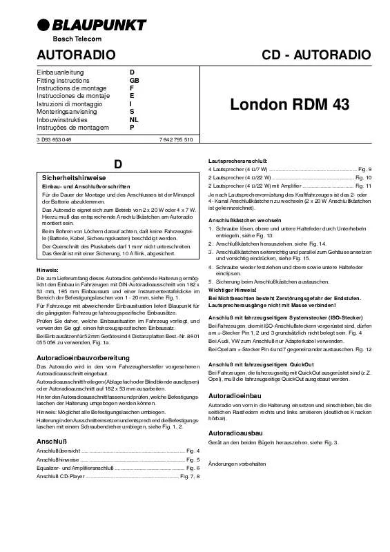 Mode d'emploi BLAUPUNKT LONDON RDM42
