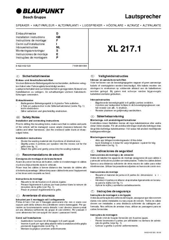 Mode d'emploi BLAUPUNKT XL 217.1