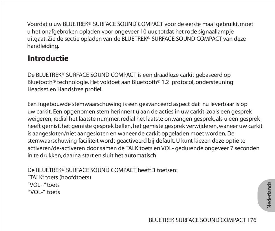 Mode d'emploi BLUETREK SURFACE SOUND COMPACT