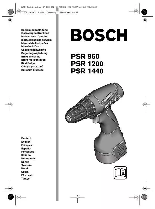 Mode d'emploi BOSCH PSR 1200
