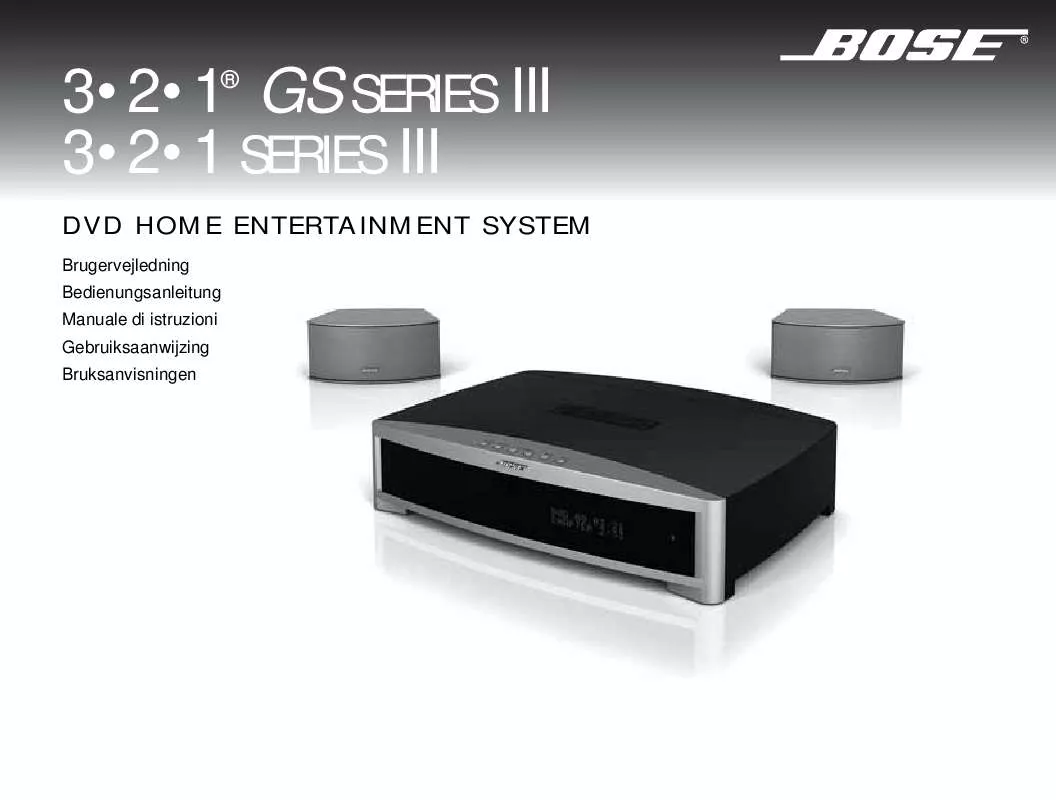 Mode d'emploi BOSE 321 EN 321 GS DVD HOME ENTERTAINMENT-SYSTEMEN