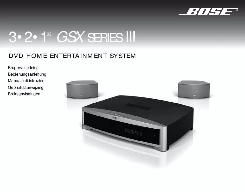 Mode d'emploi BOSE 321 GSX EN 321 GSXL DVD HOME ENTERTAINMENT-SYSTEMEN
