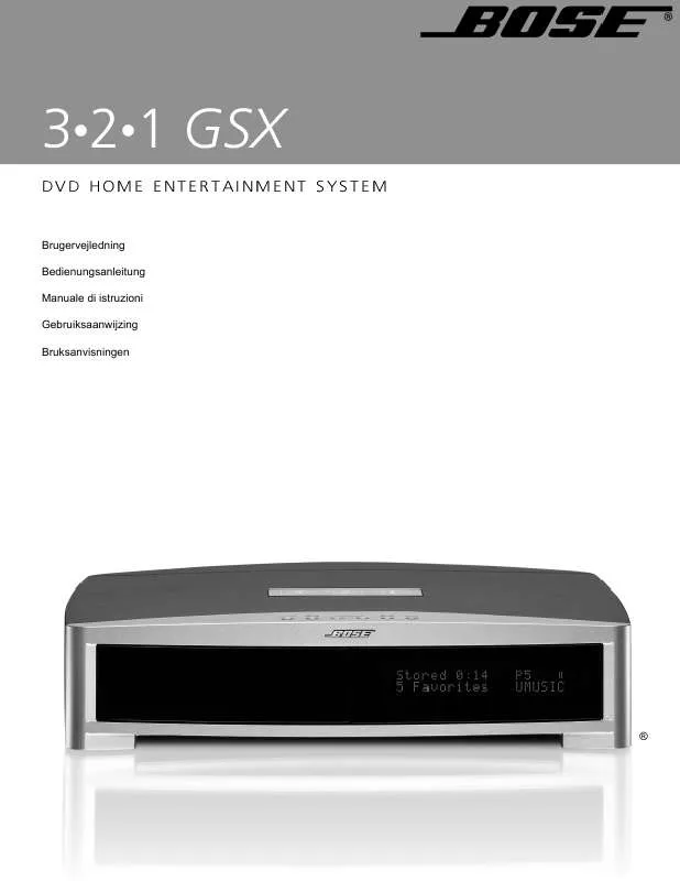 Mode d'emploi BOSE 321 GSX EN 321 GSXL II DVD HOME ENTERTAINMENT-SYSTEMEN