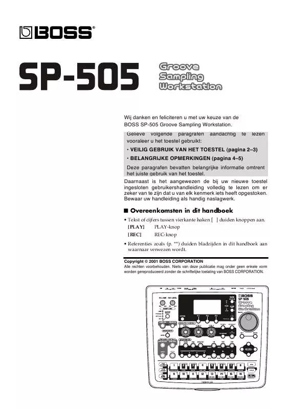 Mode d'emploi BOSS SP-505