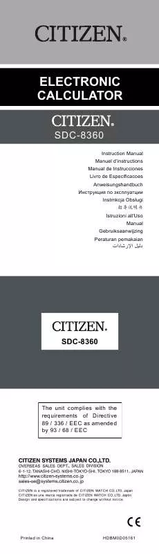 Mode d'emploi CITIZEN SDC-8360