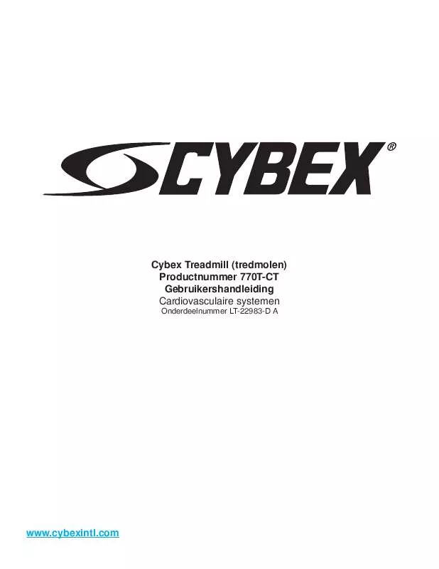 Mode d'emploi CYBEX INTERNATIONAL 770T-CT