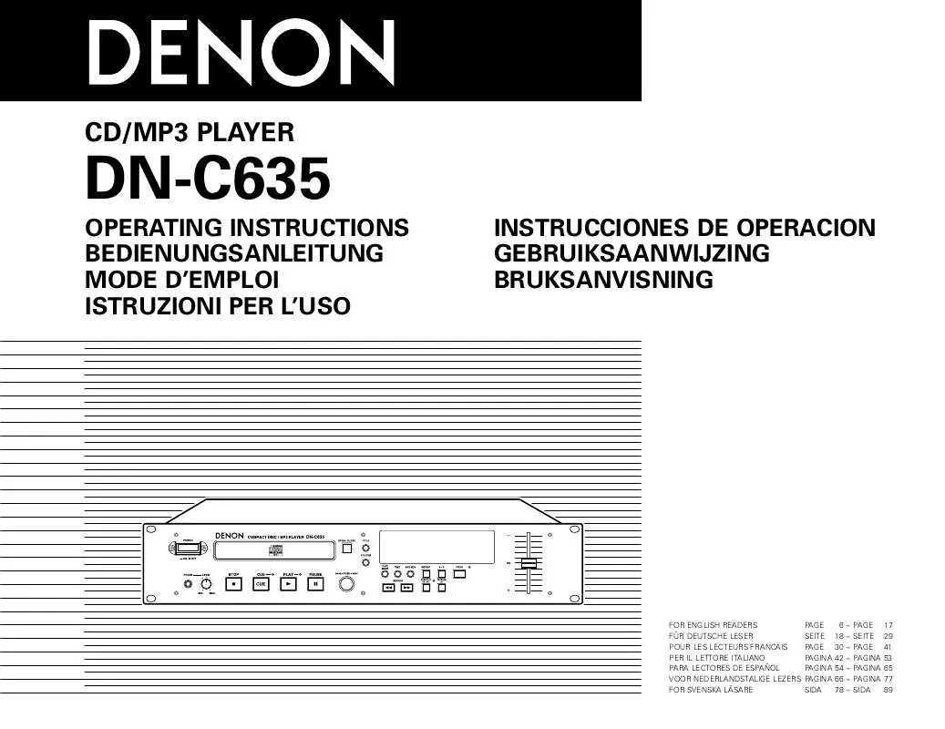 Mode d'emploi DENON DN-C635