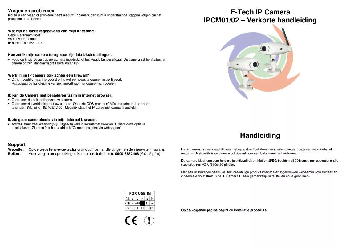 Mode d'emploi E-TECH IPCM01