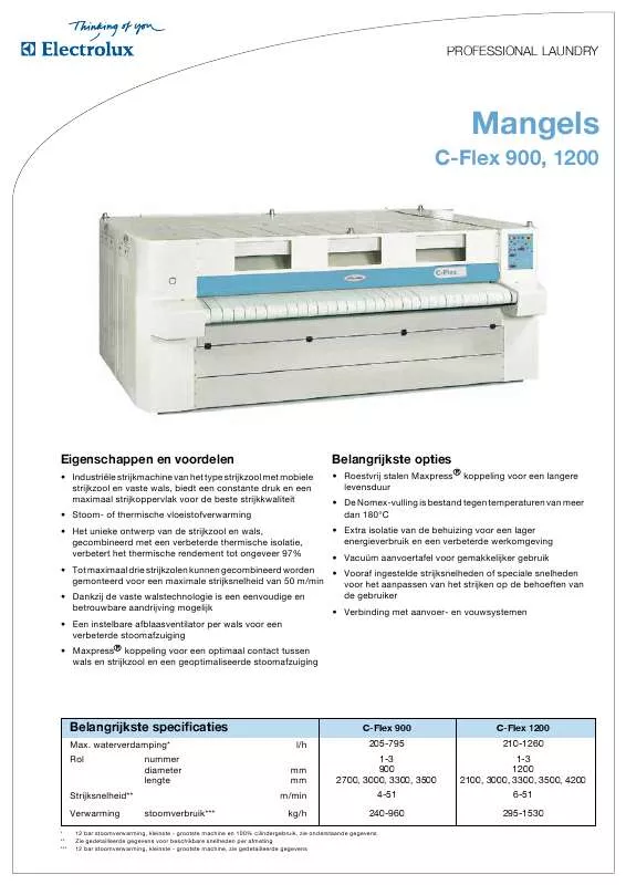Mode d'emploi ELECTROLUX LAUNDRY SYSTEMS C-FLEX 900