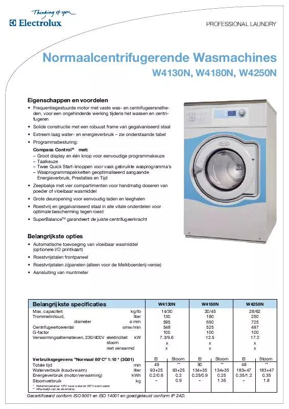 Mode d'emploi ELECTROLUX LAUNDRY SYSTEMS W4130N