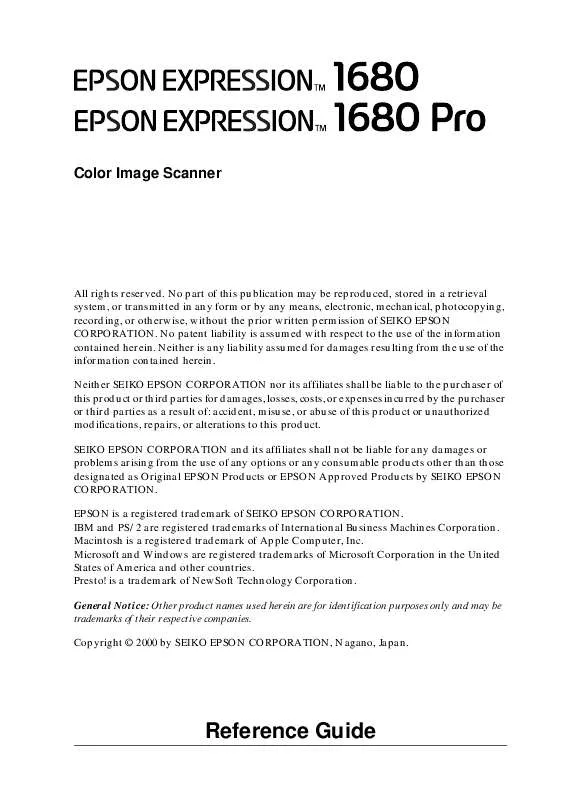 Mode d'emploi EPSON EXPRESSION 1680