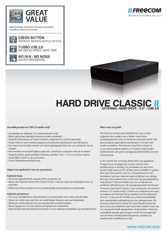 Mode d'emploi FREECOM HARD DRIVE CLASSIC II