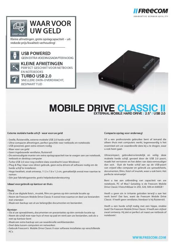 Mode d'emploi FREECOM MOBILE DRIVE CLASSIC II