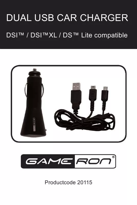 Mode d'emploi GAMERON DUAL USB CAR CHARGER DSI XL LITE COMPATIBLE