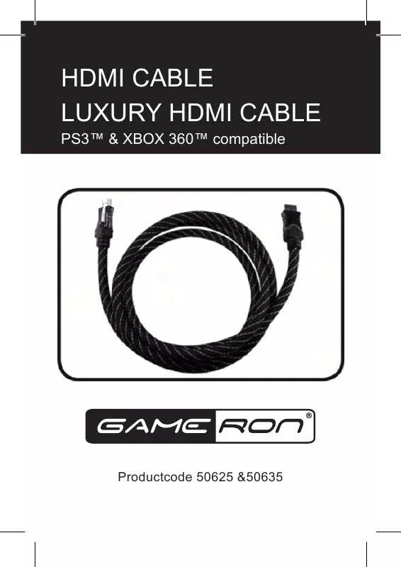 Mode d'emploi GAMERON LUXURY HDMI CABLE PS3 XBOX360