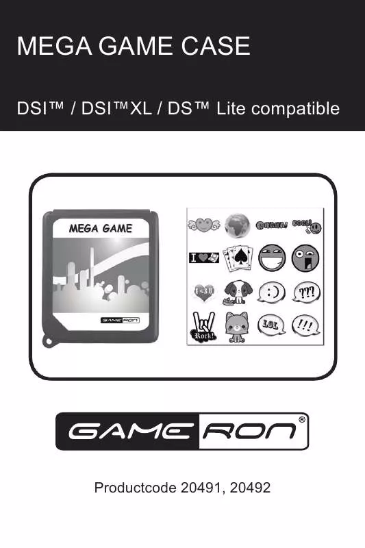 Mode d'emploi GAMERON MEGA GAME CASE DSI XL LITE COMPATIBLE