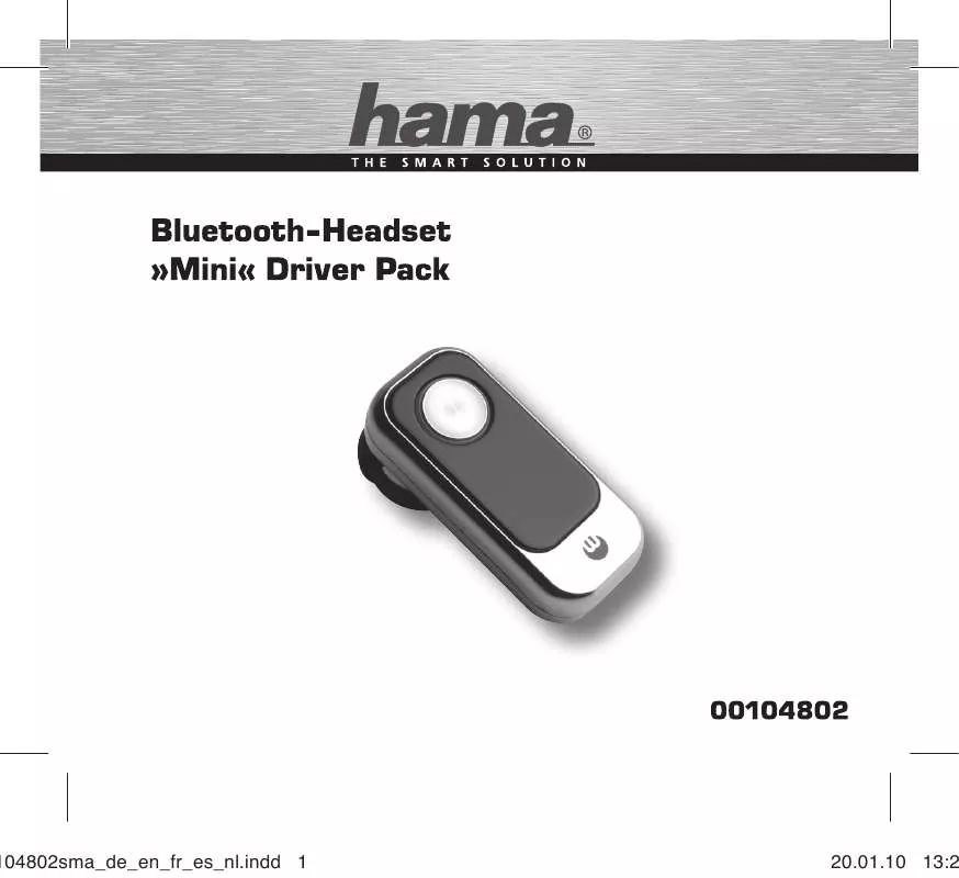 Mode d'emploi HAMA BLUETOOTH-HEADSET MINI DRIVER PACK