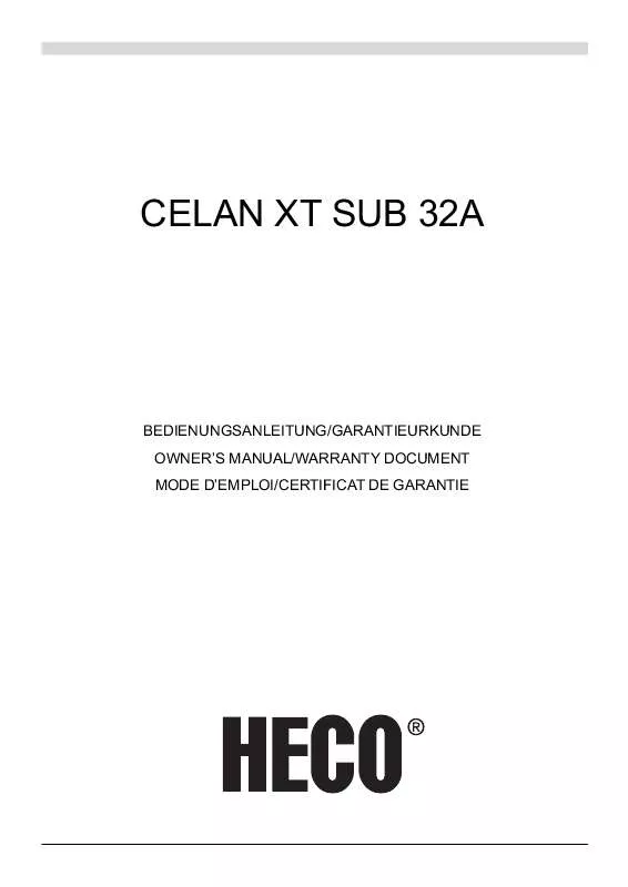 Mode d'emploi HECO CELAN XT SUB 32A
