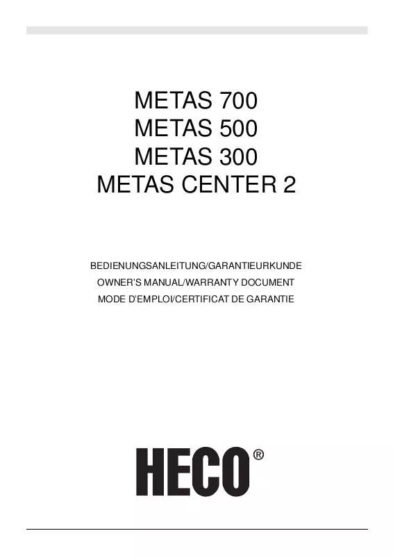 Mode d'emploi HECO METAS CENTER 2