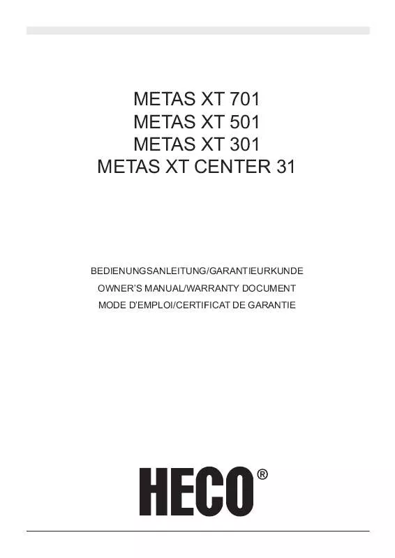 Mode d'emploi HECO METAS XT 301