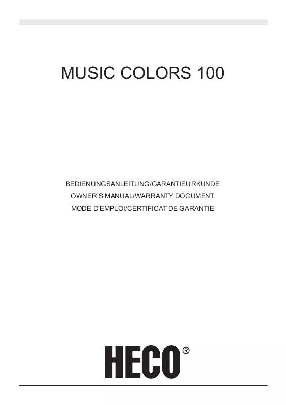 Mode d'emploi HECO MUSIC COLORS 100