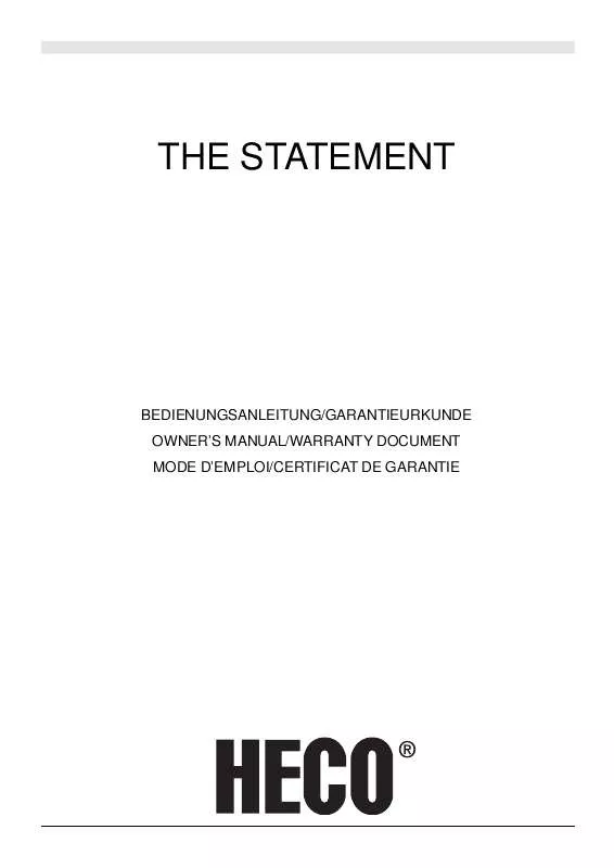 Mode d'emploi HECO THE STATEMENT