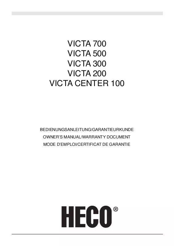 Mode d'emploi HECO VICTA 200