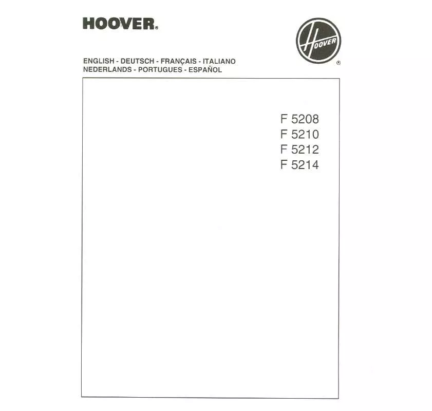 Mode d'emploi HOOVER F 5208
