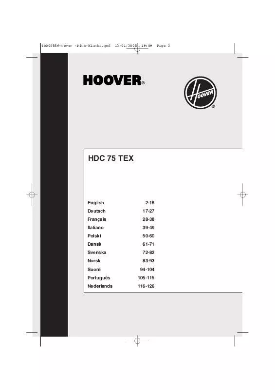 Mode d'emploi HOOVER HDC 75 TEX