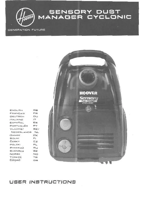 Mode d'emploi HOOVER SENSORY DUST MANAGER CYCLONIC