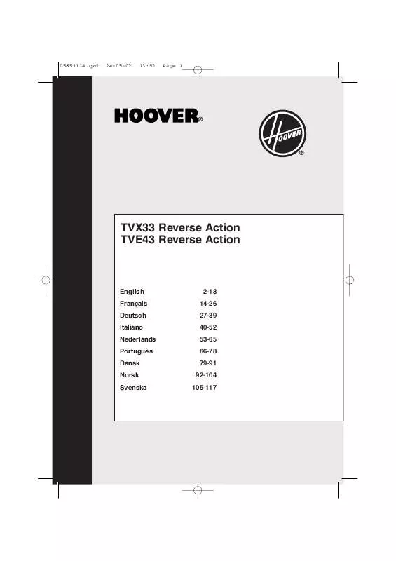 Mode d'emploi HOOVER TVX33