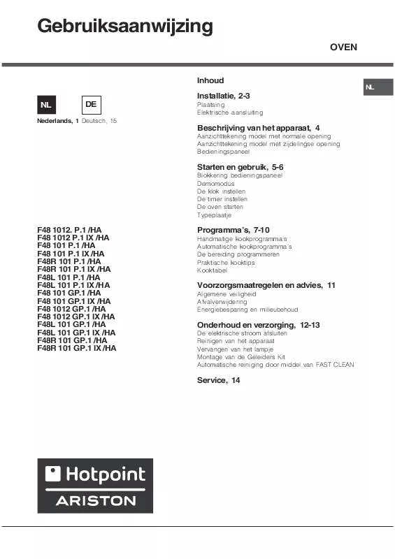 Mode d'emploi HOTPOINT F48L 101 GP.1 IX/HA