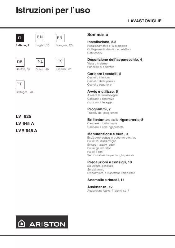 Mode d'emploi HOTPOINT LV 625 WH
